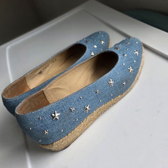 Vintage Stuart Weitzman Blue Jean Star Wedges Size 7.5 - Picture 6 of 9